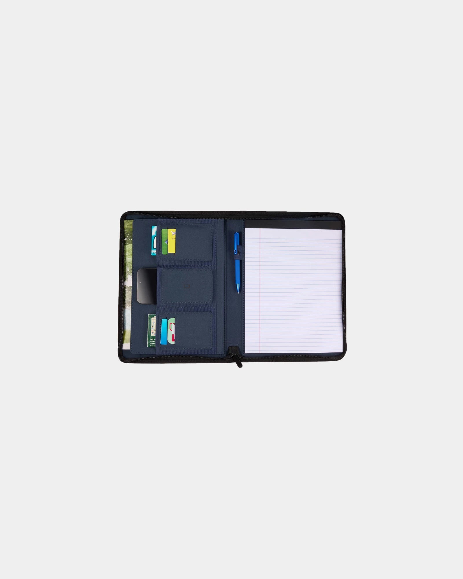 Custom recycled quilted RPET zippered padfolio - Navy (Ny)