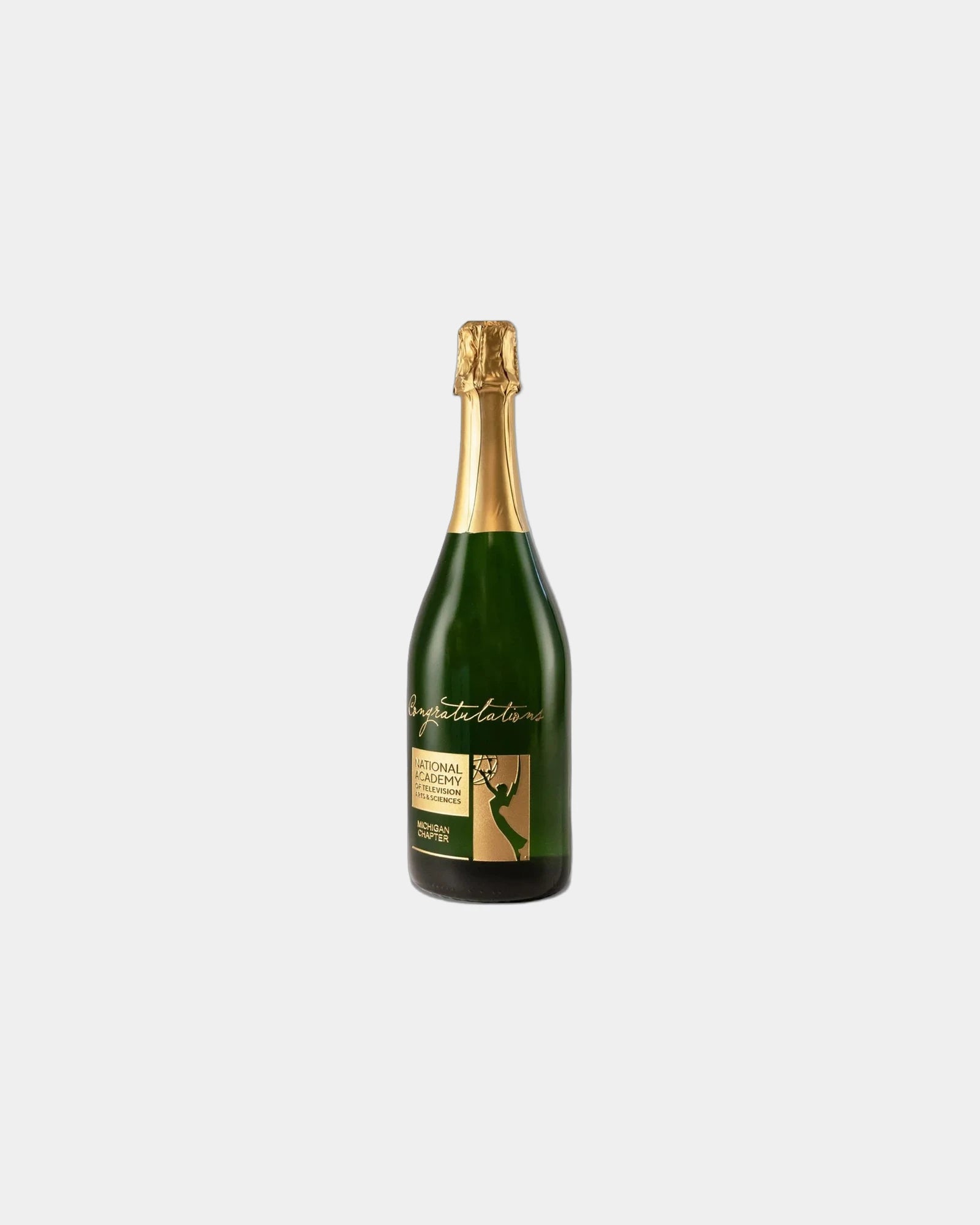 Custom etched 750ml California sparkling wine bottle - White