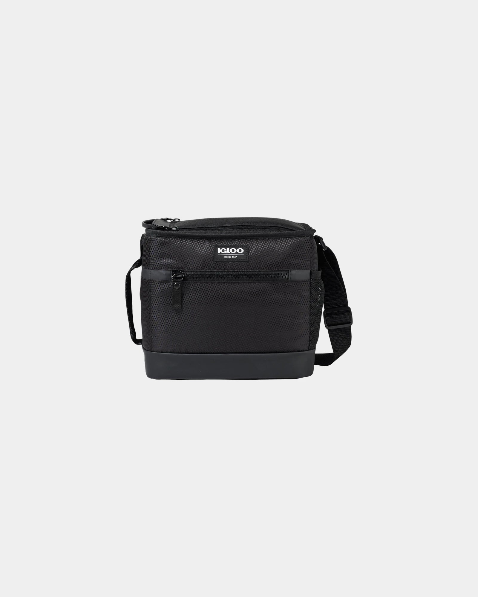 Custom 12-can cooler bag with front zip pocket - Black