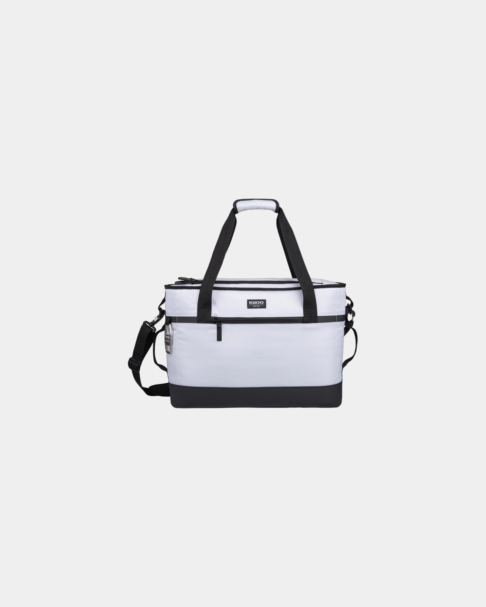 Custom 42-can polyester cooler bag with shoulder strap - White