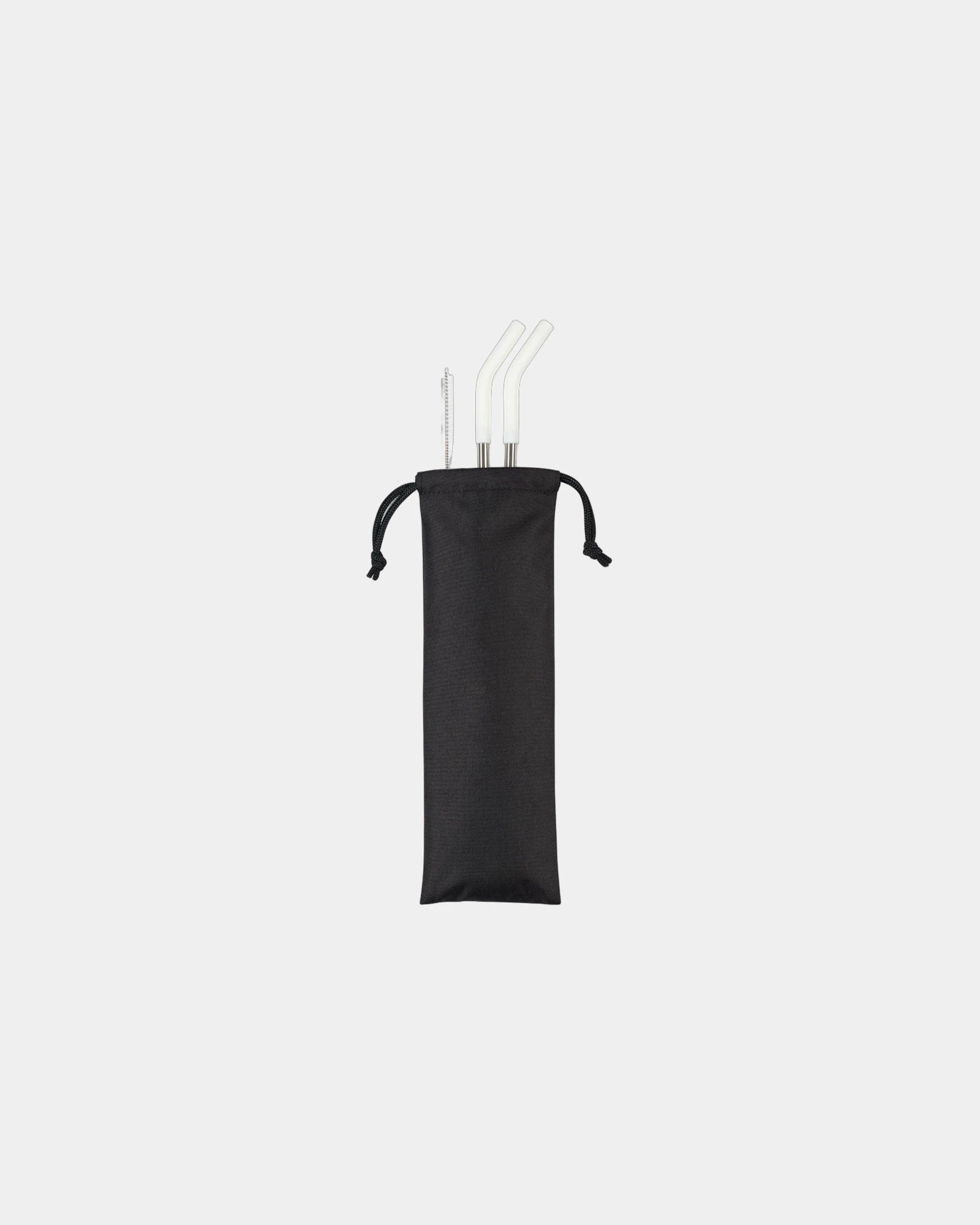 Custom stainless steel straw set with travel pouch - White