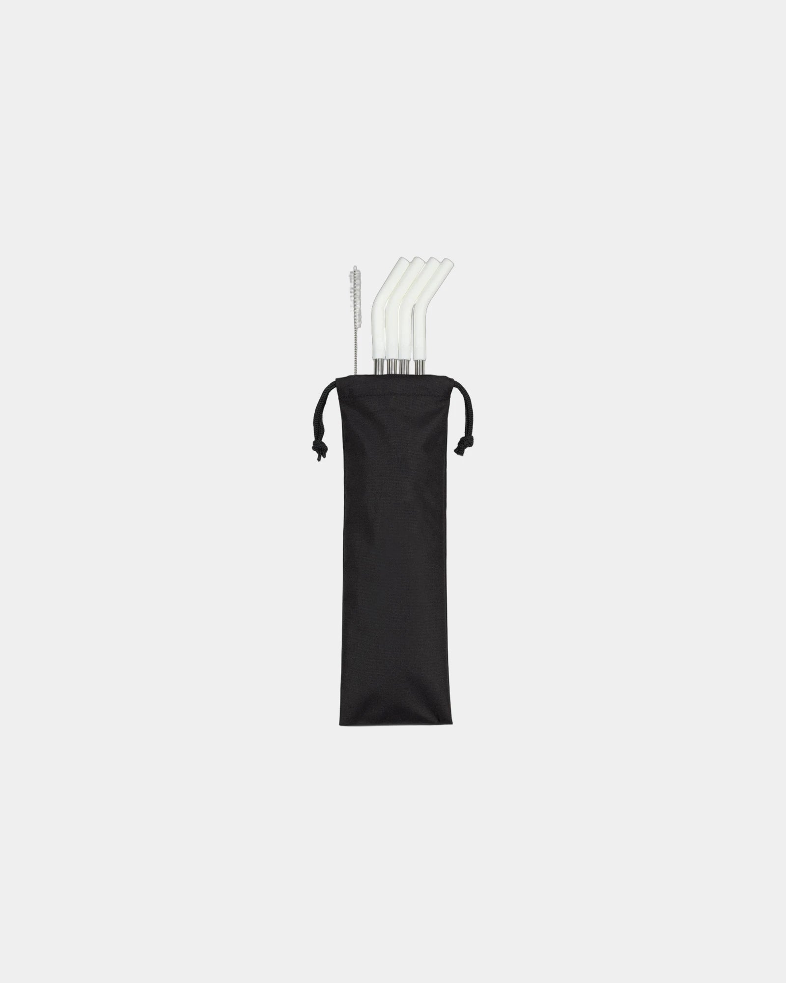 Custom stainless steel 4-pack straw set with pouch - White