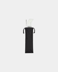 Custom stainless steel 4-pack straw set with pouch - White