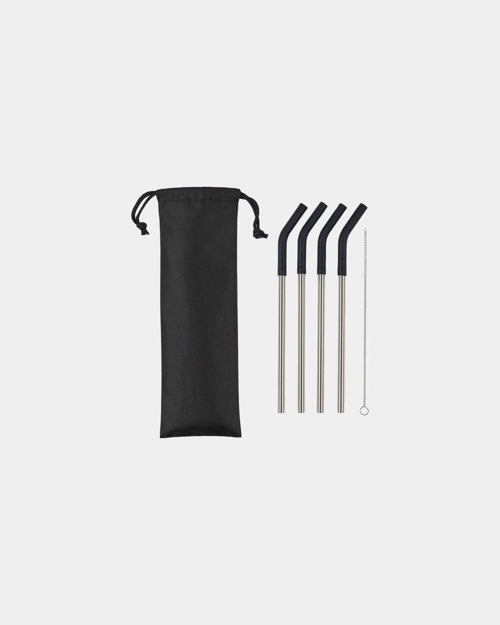Custom stainless steel 4-pack straw set with pouch - 1