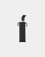 Custom stainless steel 4-pack straw set with pouch - Black