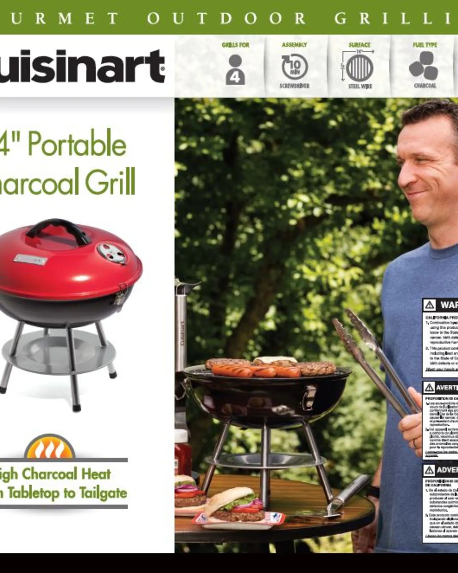 Custom 14" steel charcoal grill for outdoor events - Red