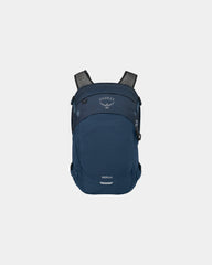 Custom recycled nylon laptop backpack with mesh pocket - Atlas Blue Heather