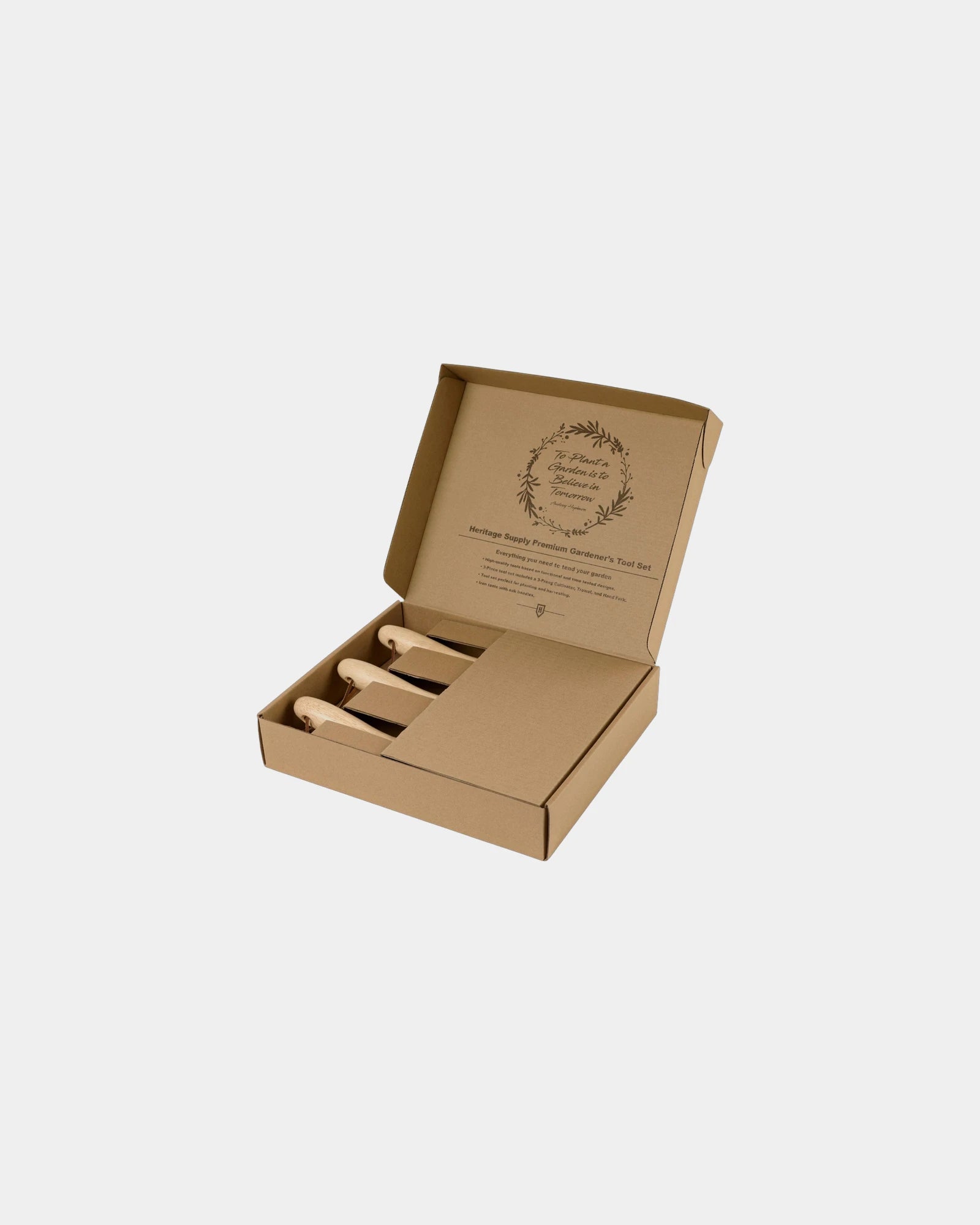 Branded iron and oak gardener's tool set gift box - 2