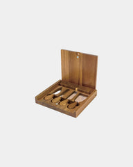 Custom acacia wood cheese board with serving set - 2