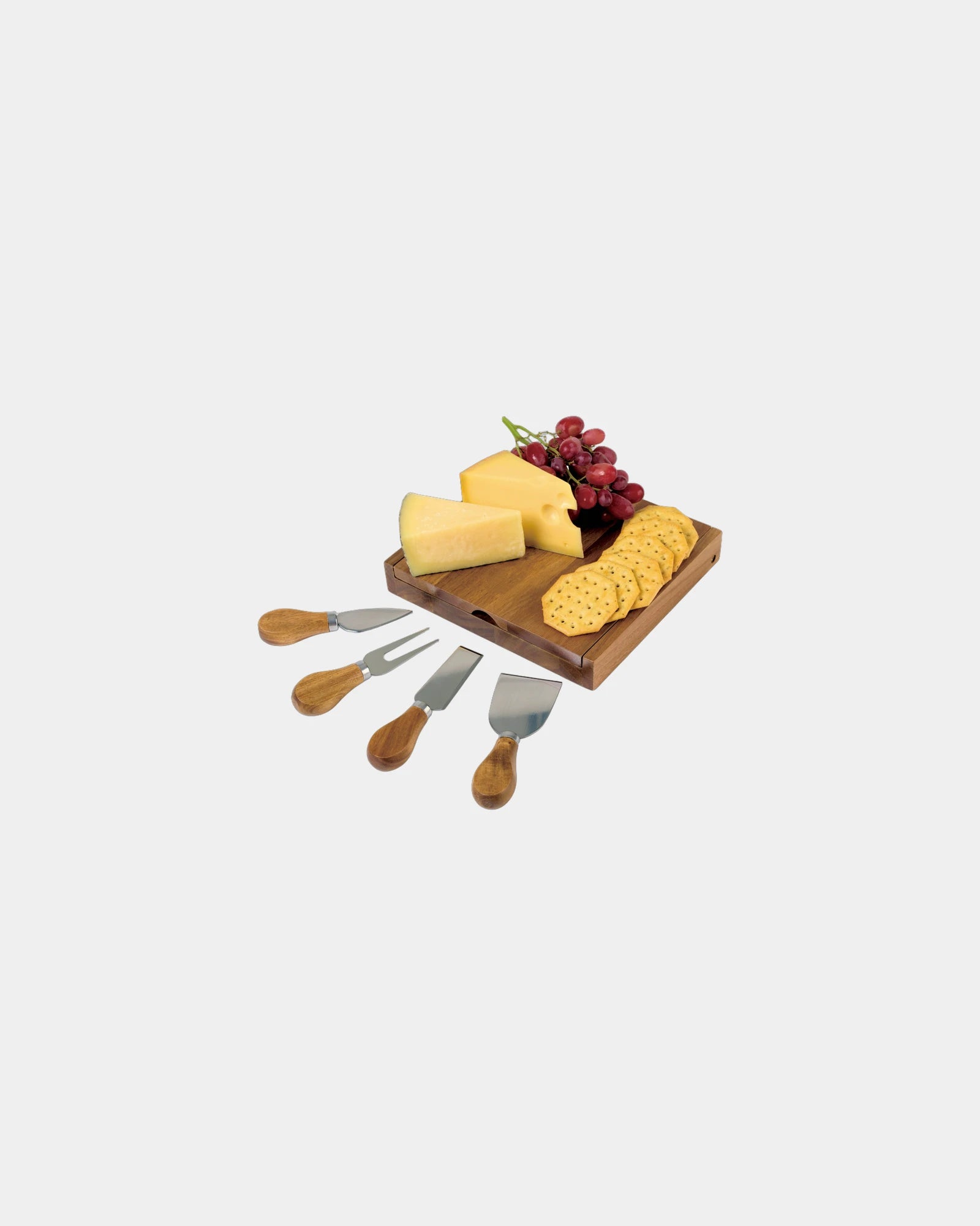 Custom acacia wood cheese board with serving set - 4