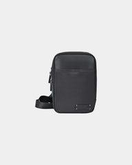 Custom recycled nylon crossbody bag with vegan leather - Black