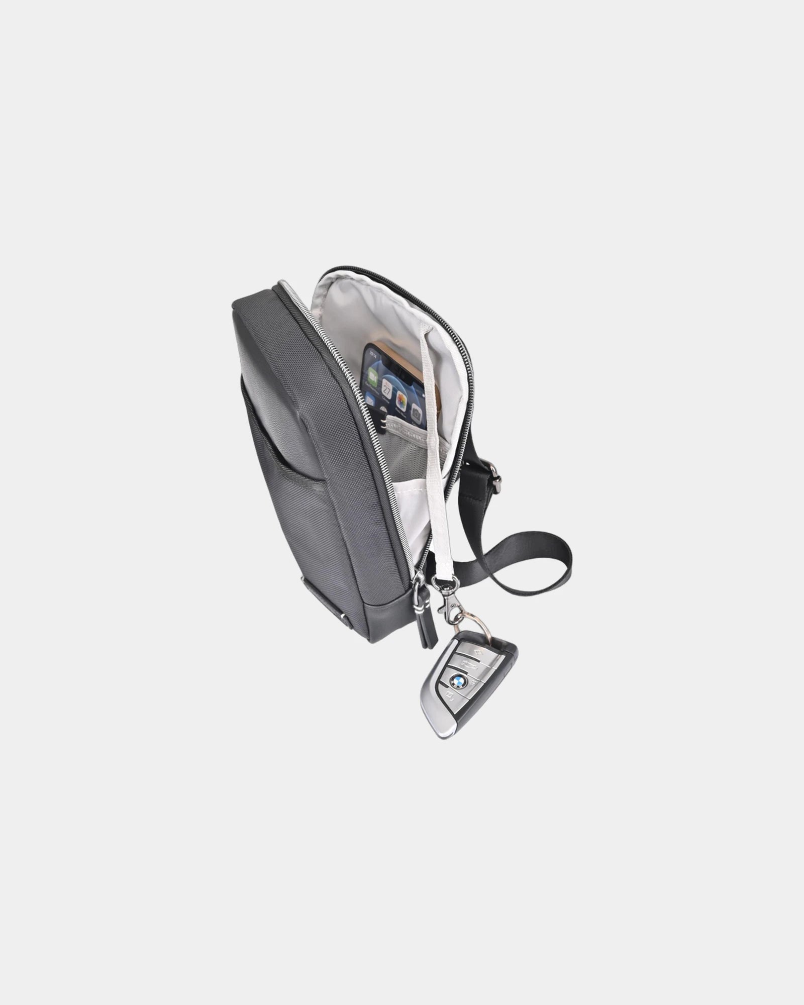 Custom recycled nylon crossbody bag with vegan leather - 2