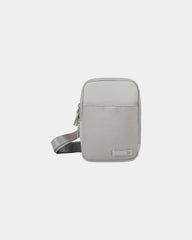 Custom recycled nylon crossbody bag with vegan leather - Taupe