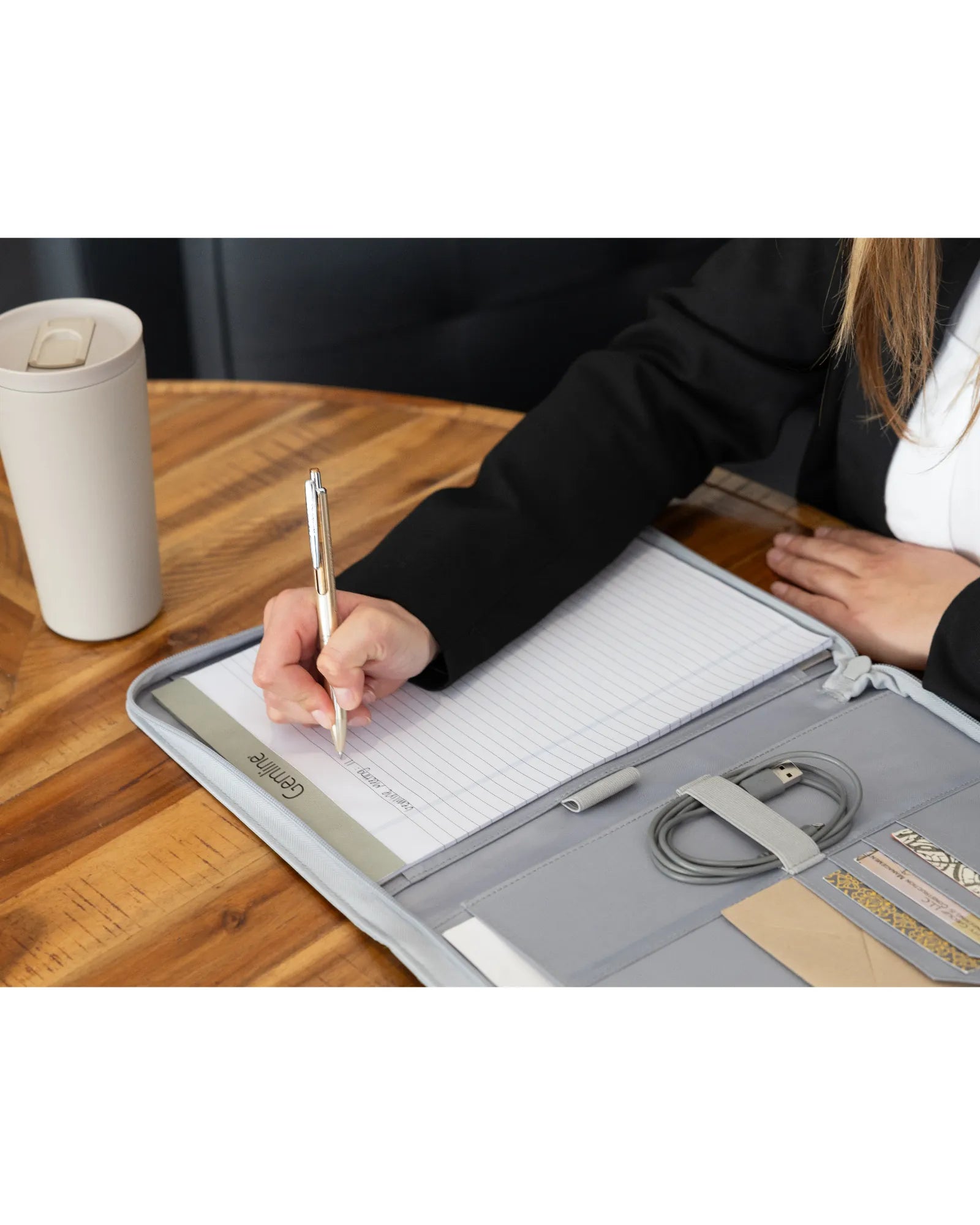 Custom vegan leather zippered padfolio FSC paper pad - 9