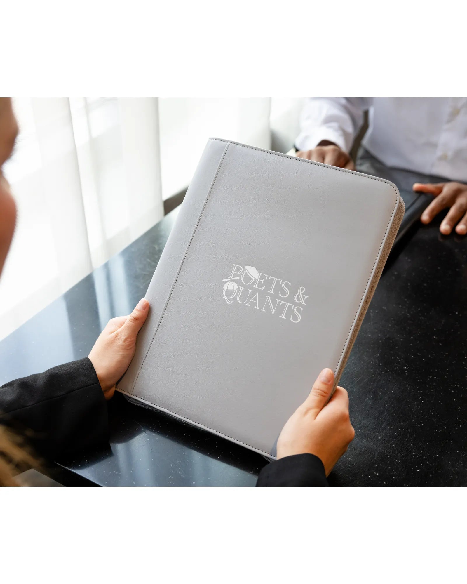 Custom vegan leather zippered padfolio FSC paper pad - 8