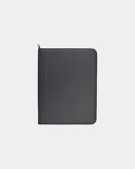 Custom vegan leather zippered padfolio FSC paper pad - Black