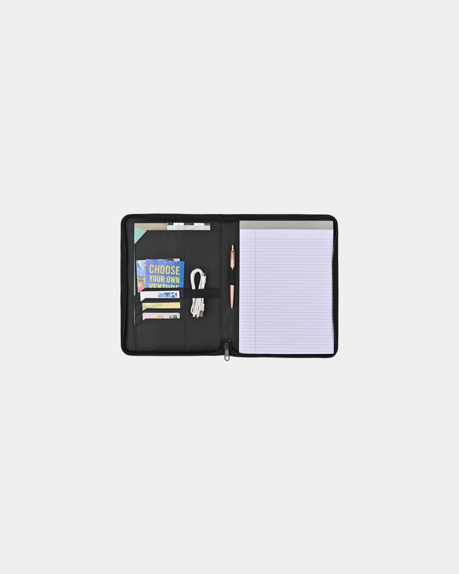Custom vegan leather zippered padfolio FSC paper pad - 1
