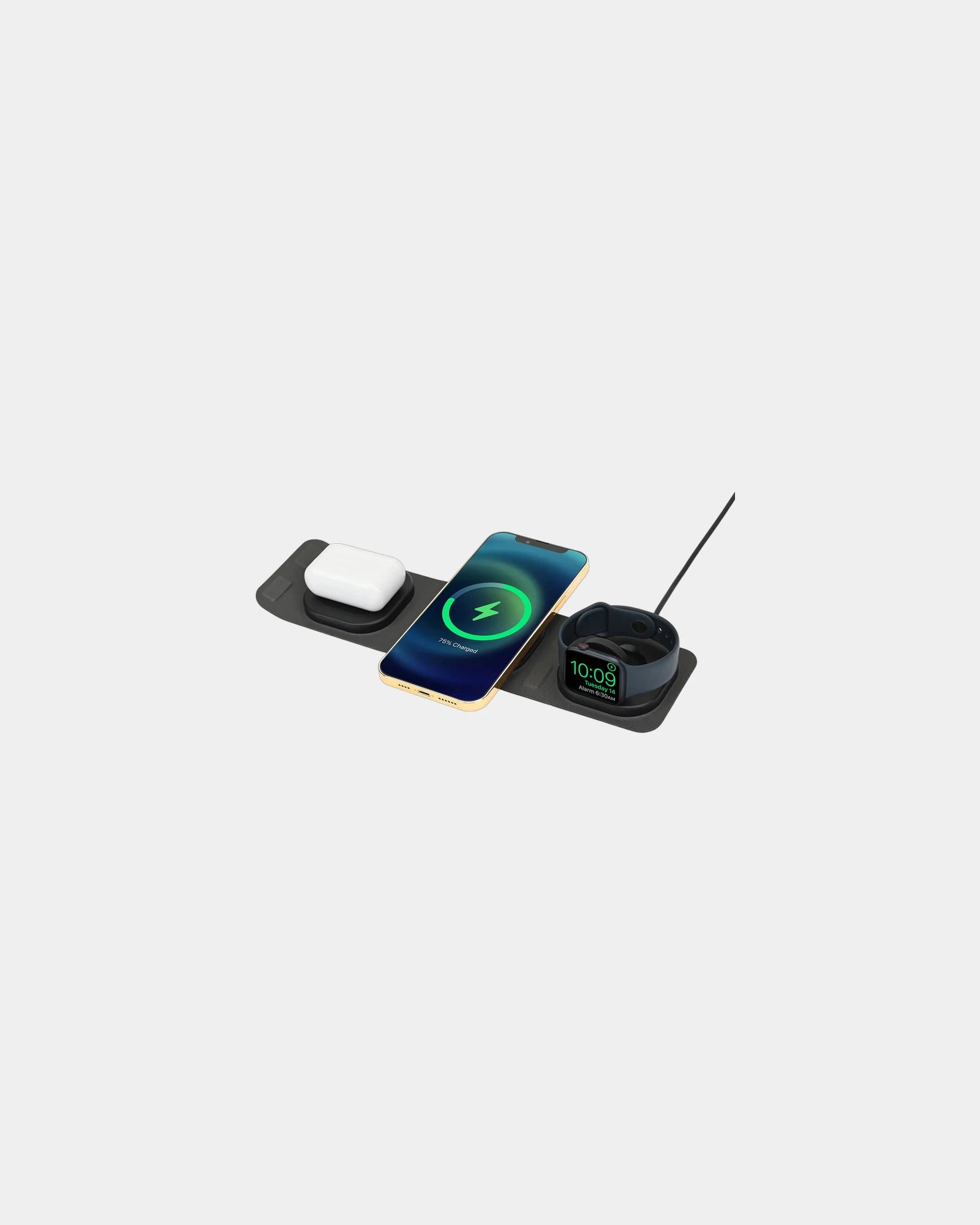 Custom foldable 3-in-1 wireless charger for devices - Charcoal Heather