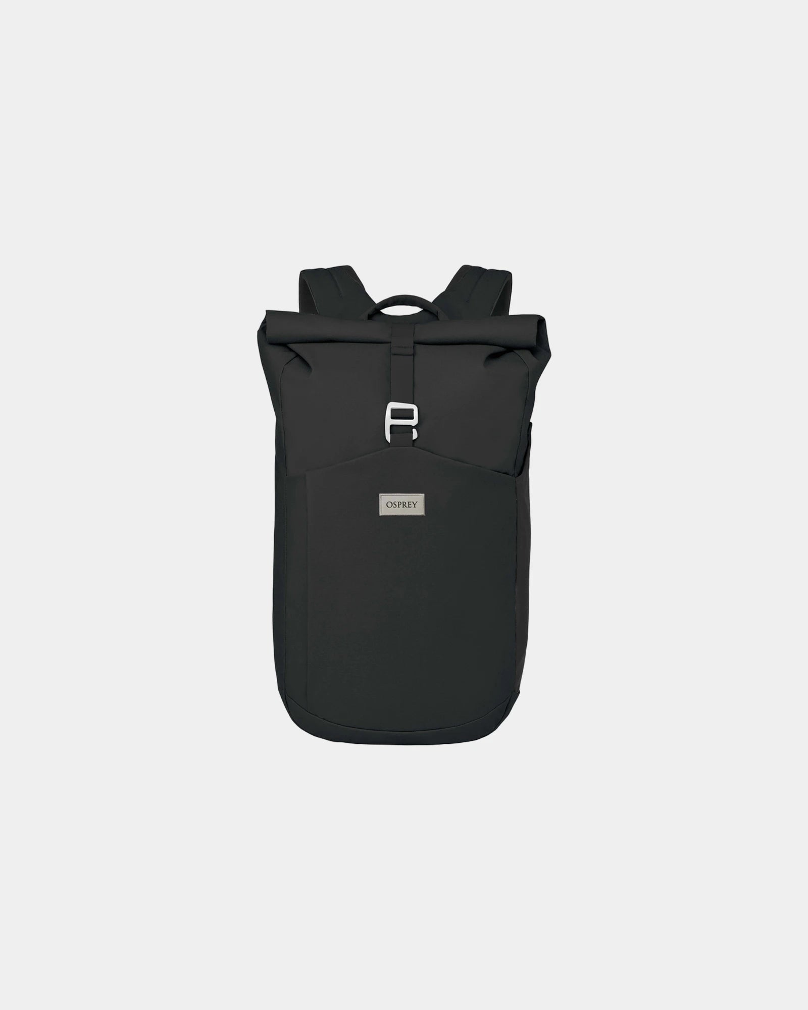 Branded recycled roll top backpack with laptop sleeve - Black