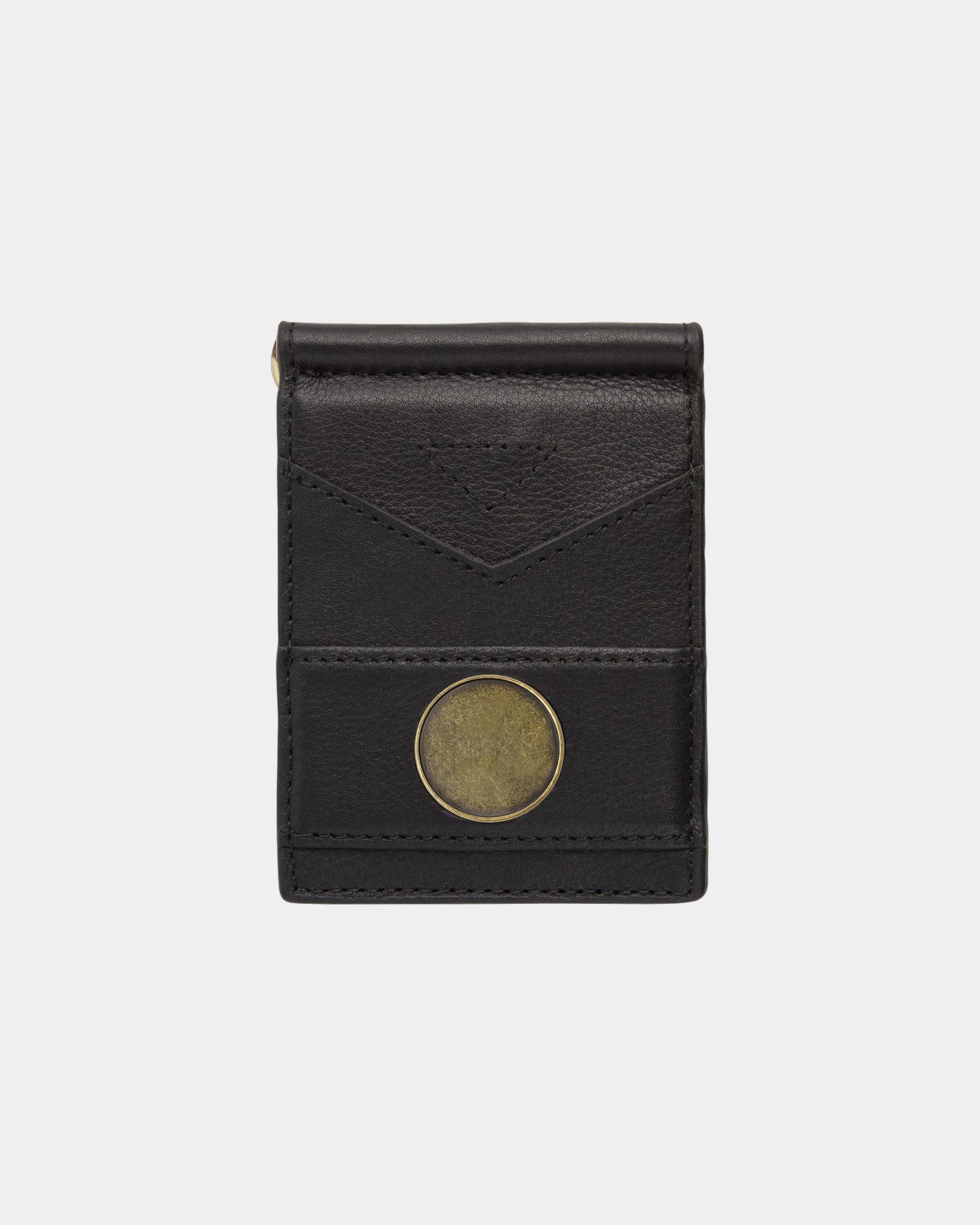 Custom genuine leather folding wallet with ball marker - Black