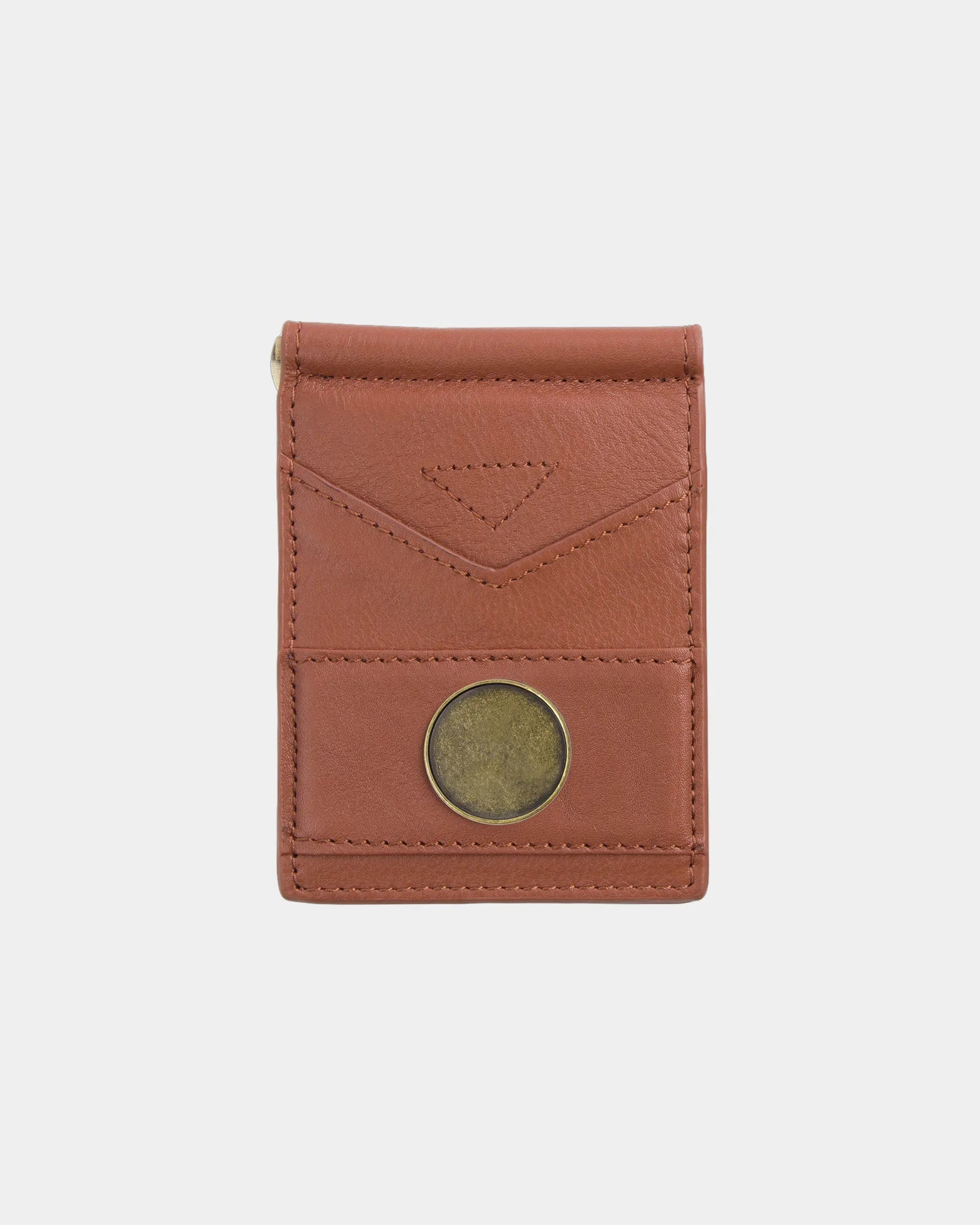 Custom genuine leather folding wallet with ball marker - Brown