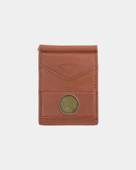 Custom genuine leather folding wallet with ball marker - Brown