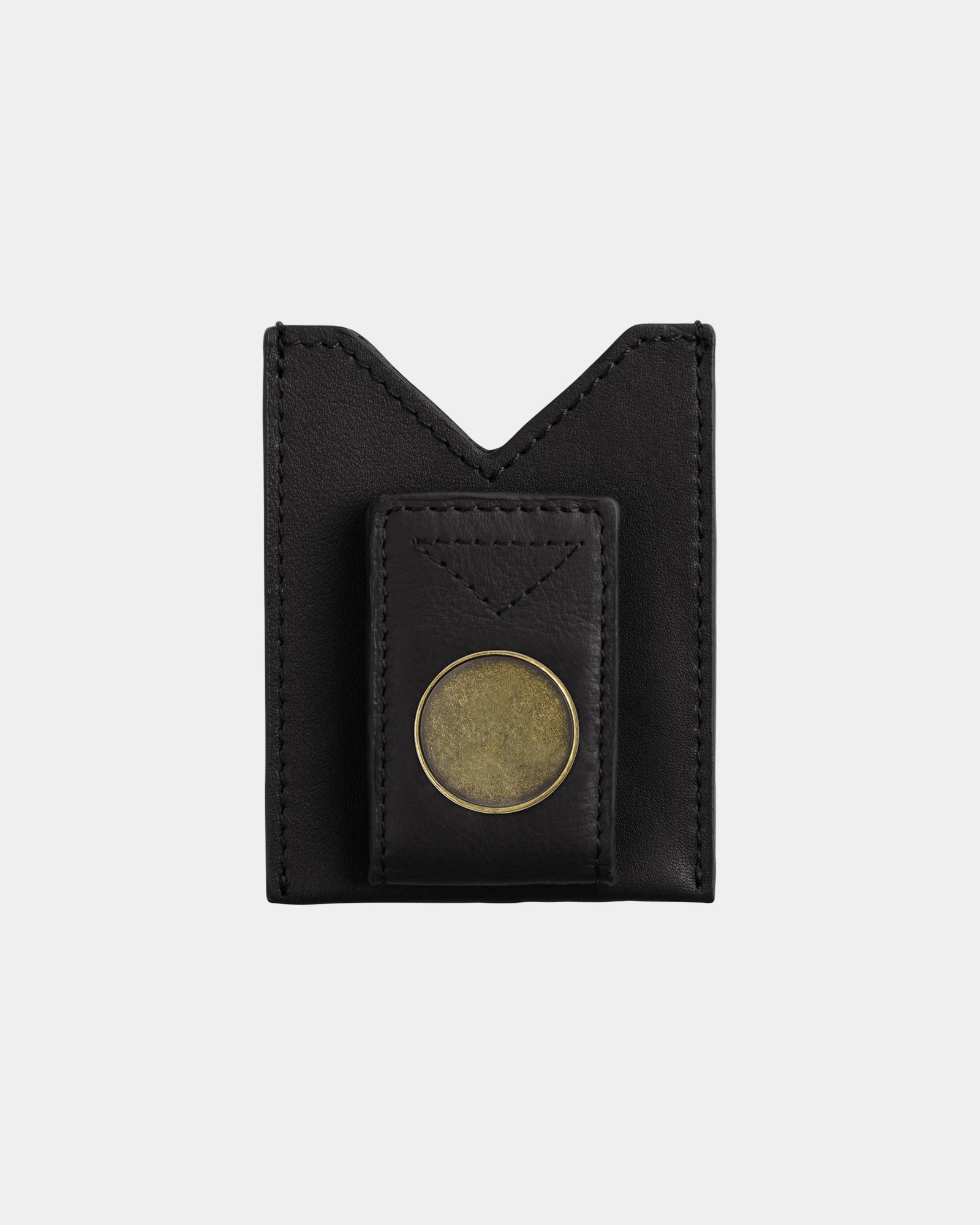 Custom genuine leather credit card holder with ball marker - Black