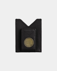 Custom genuine leather credit card holder with ball marker - Black