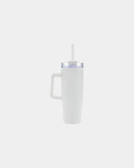 Custom recycled plastic tumbler with handle 30 oz - White