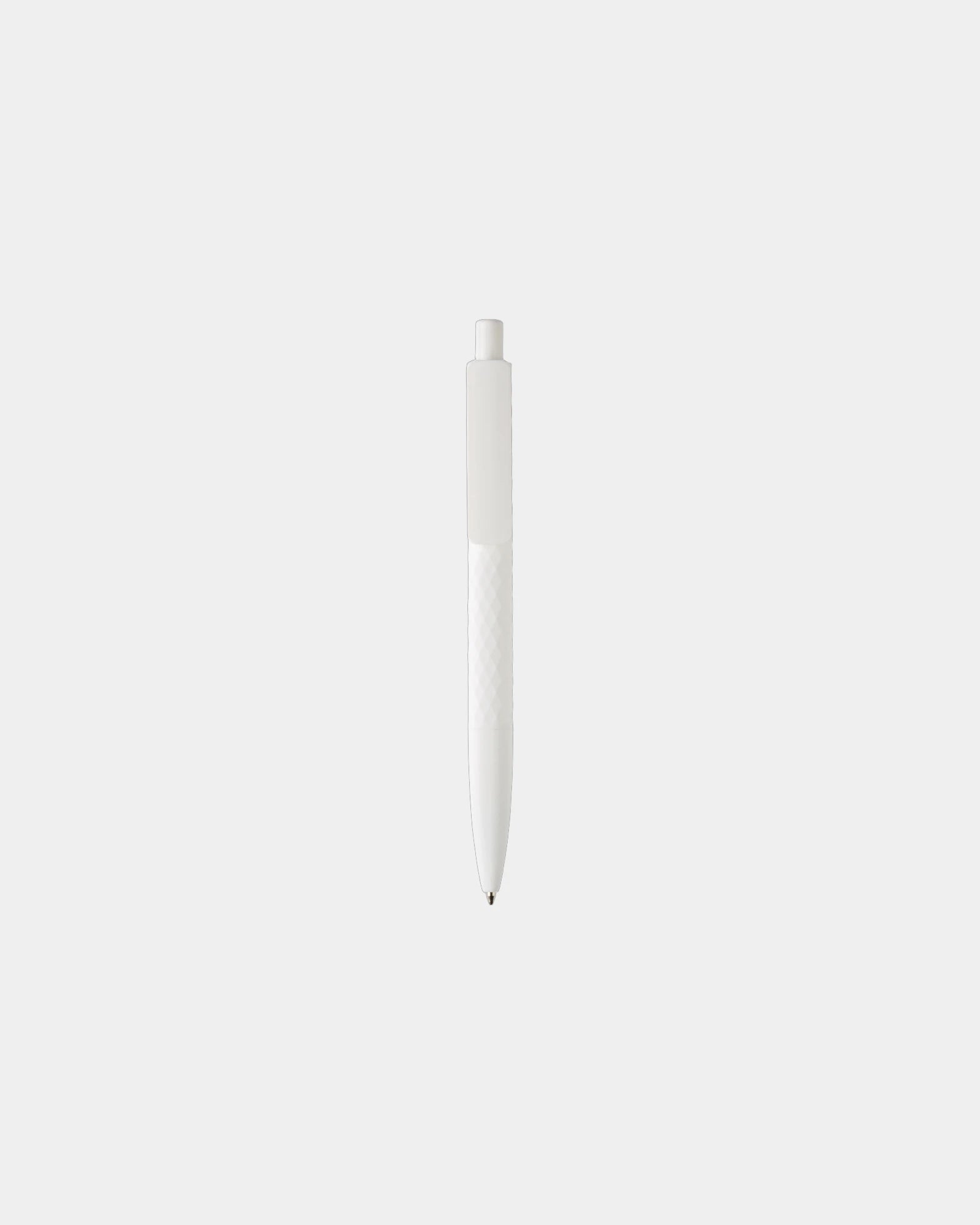 Custom soft-touch ballpoint pen with diamond texture - White