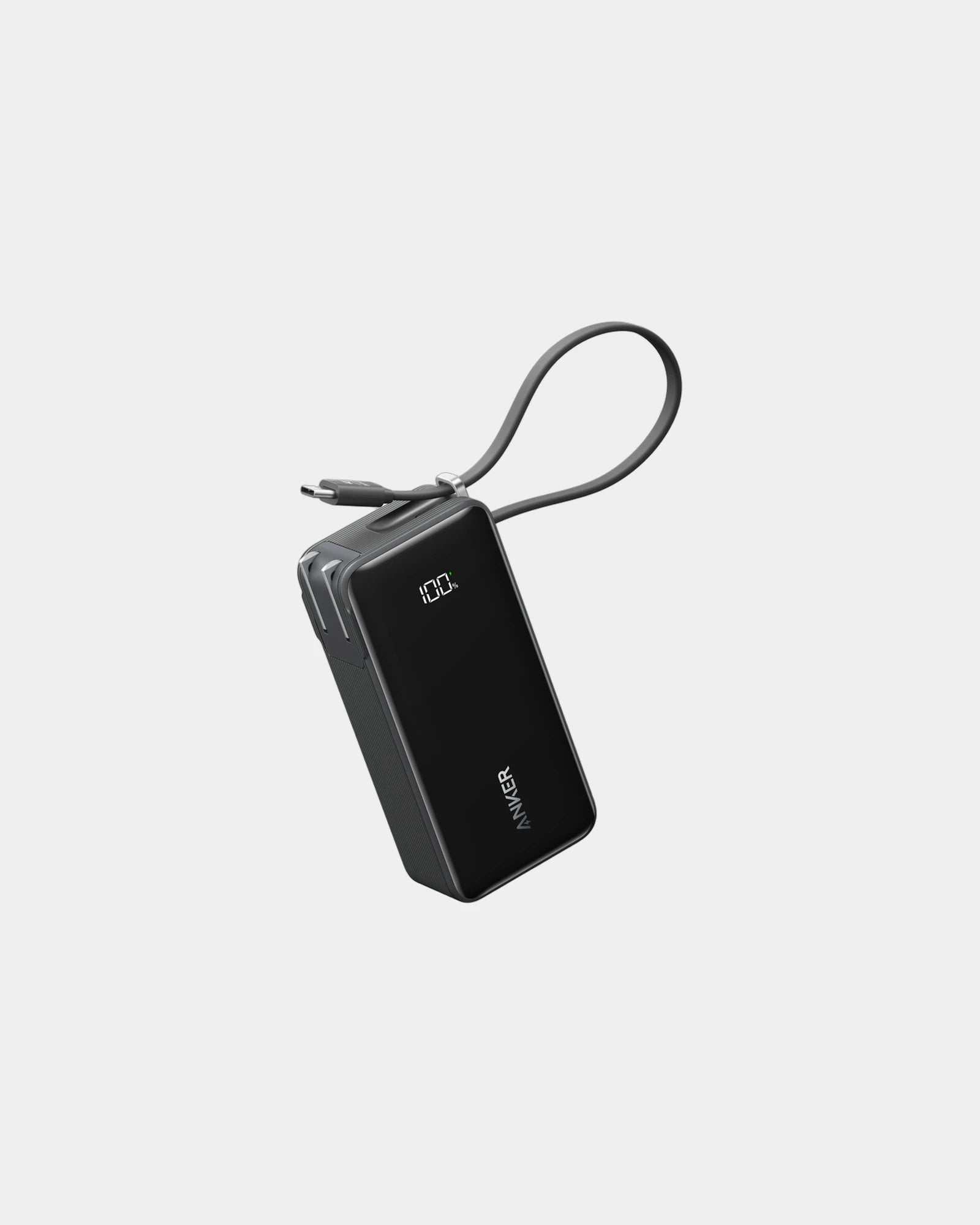 Custom 10,000 mAh power bank Anker Fusion built-in cable - Black