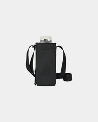 Custom recycled nylon bottle sling with phone pocket - Black