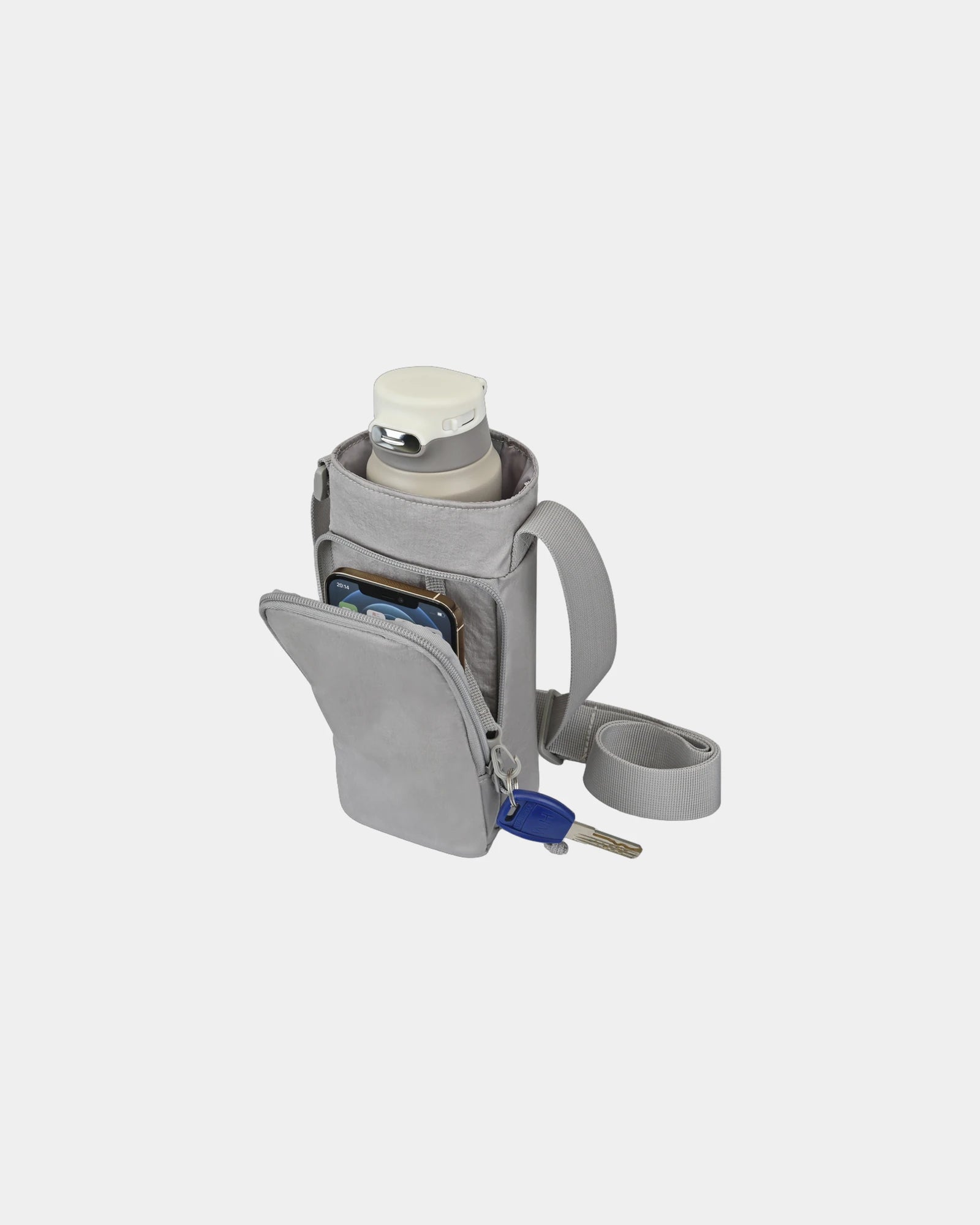 Custom recycled nylon bottle sling with phone pocket - 17