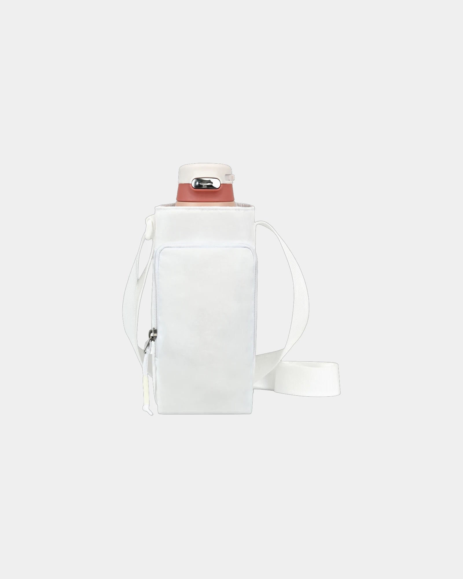 Custom recycled nylon bottle sling with phone pocket - Marshmallow