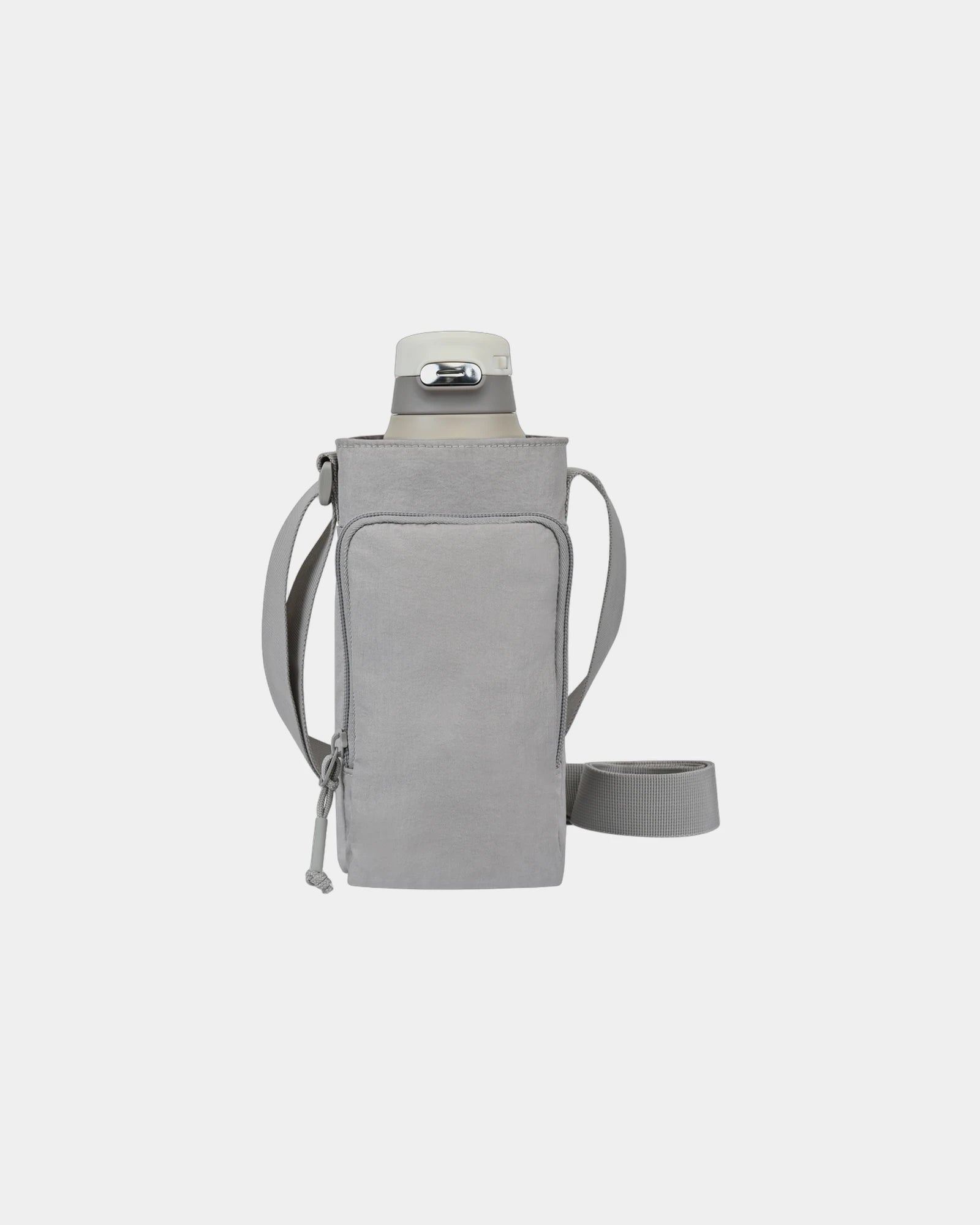 Custom recycled nylon bottle sling with phone pocket - Taupe
