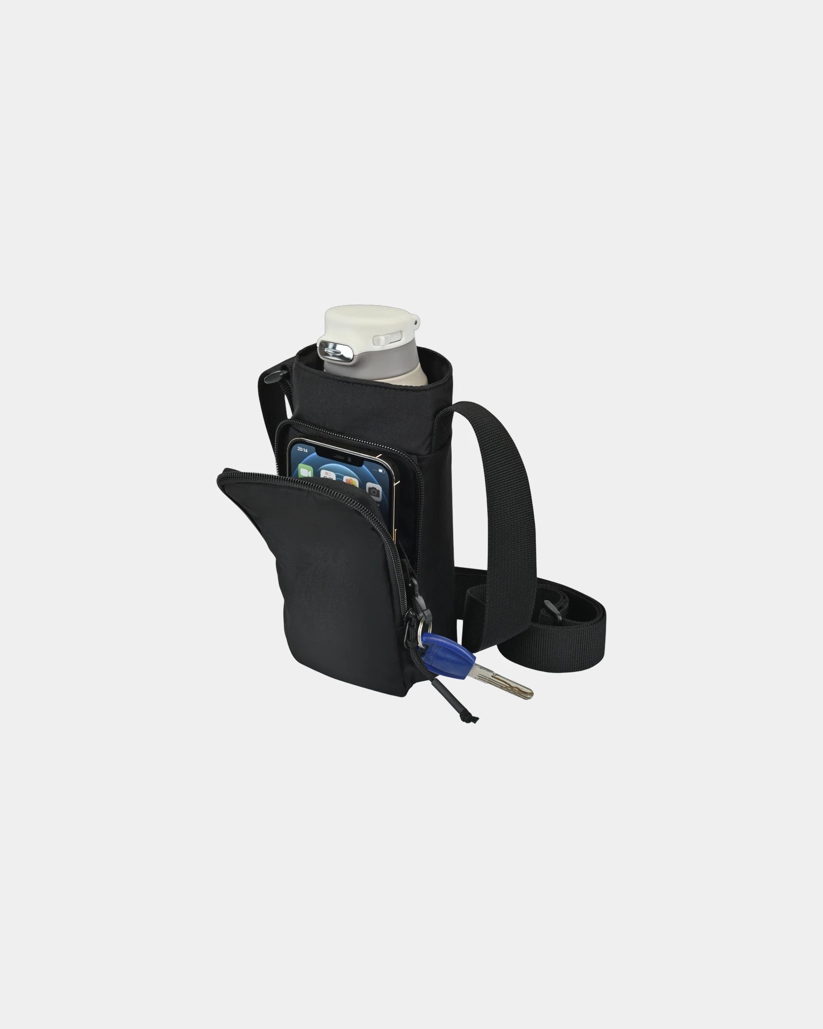 Custom recycled nylon bottle sling with phone pocket - 13