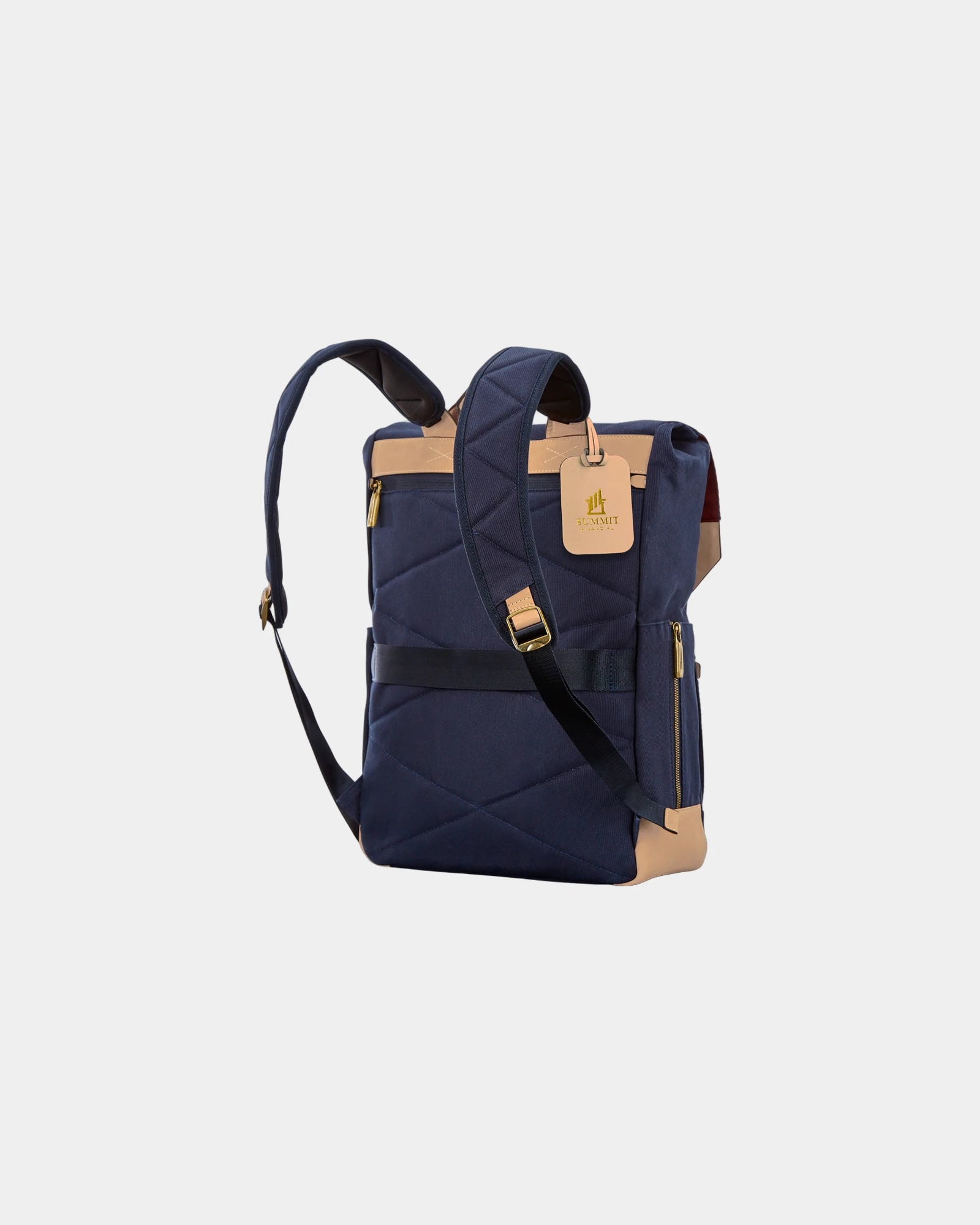 Custom cotton-twill leather backpack with tech pocket - 3