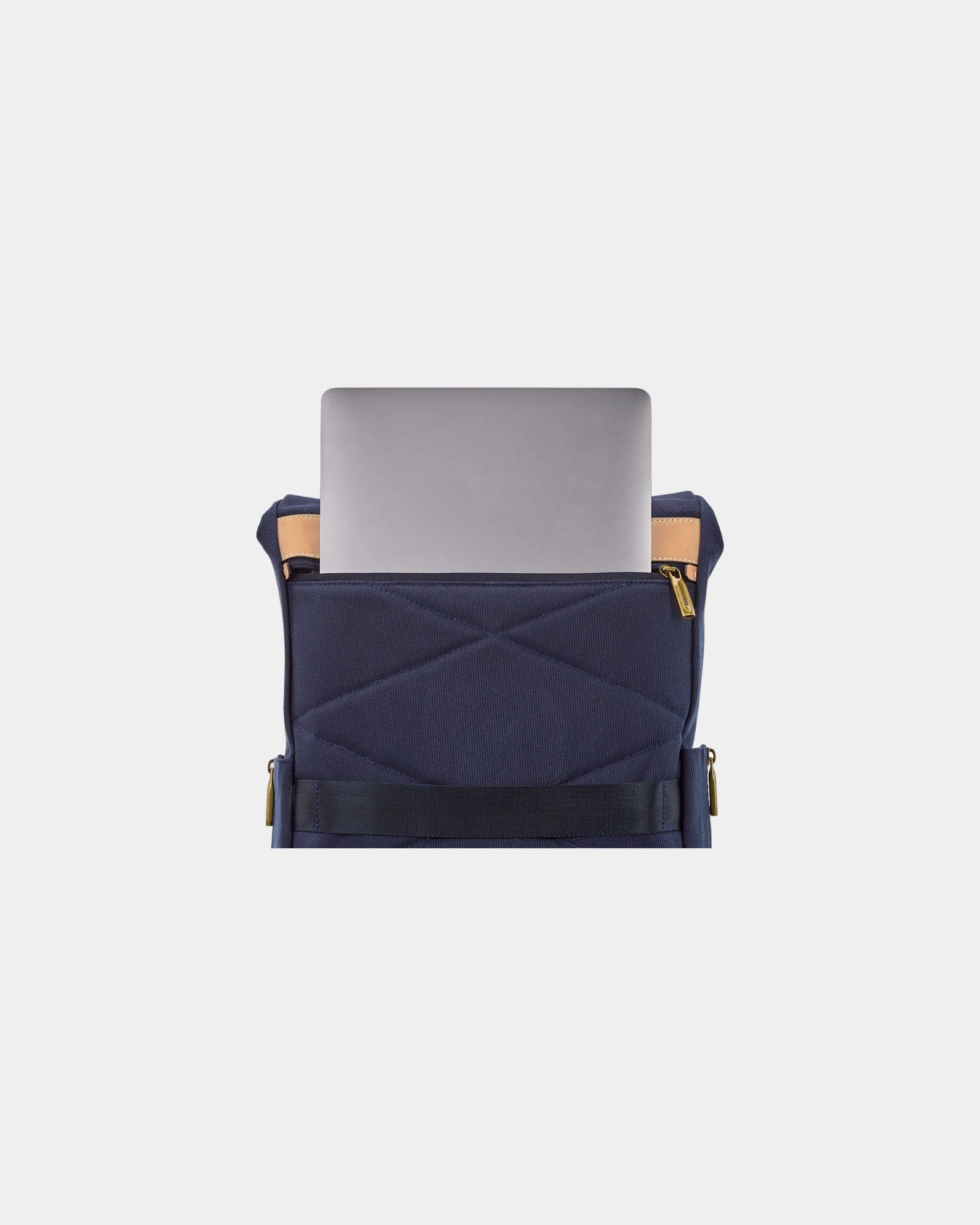 Custom cotton-twill leather backpack with tech pocket - 6