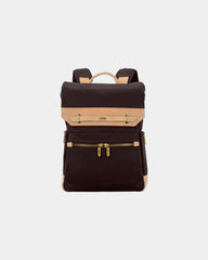 Custom cotton-twill leather backpack with tech pocket - 15