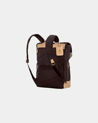 Custom cotton-twill leather backpack with tech pocket - 14