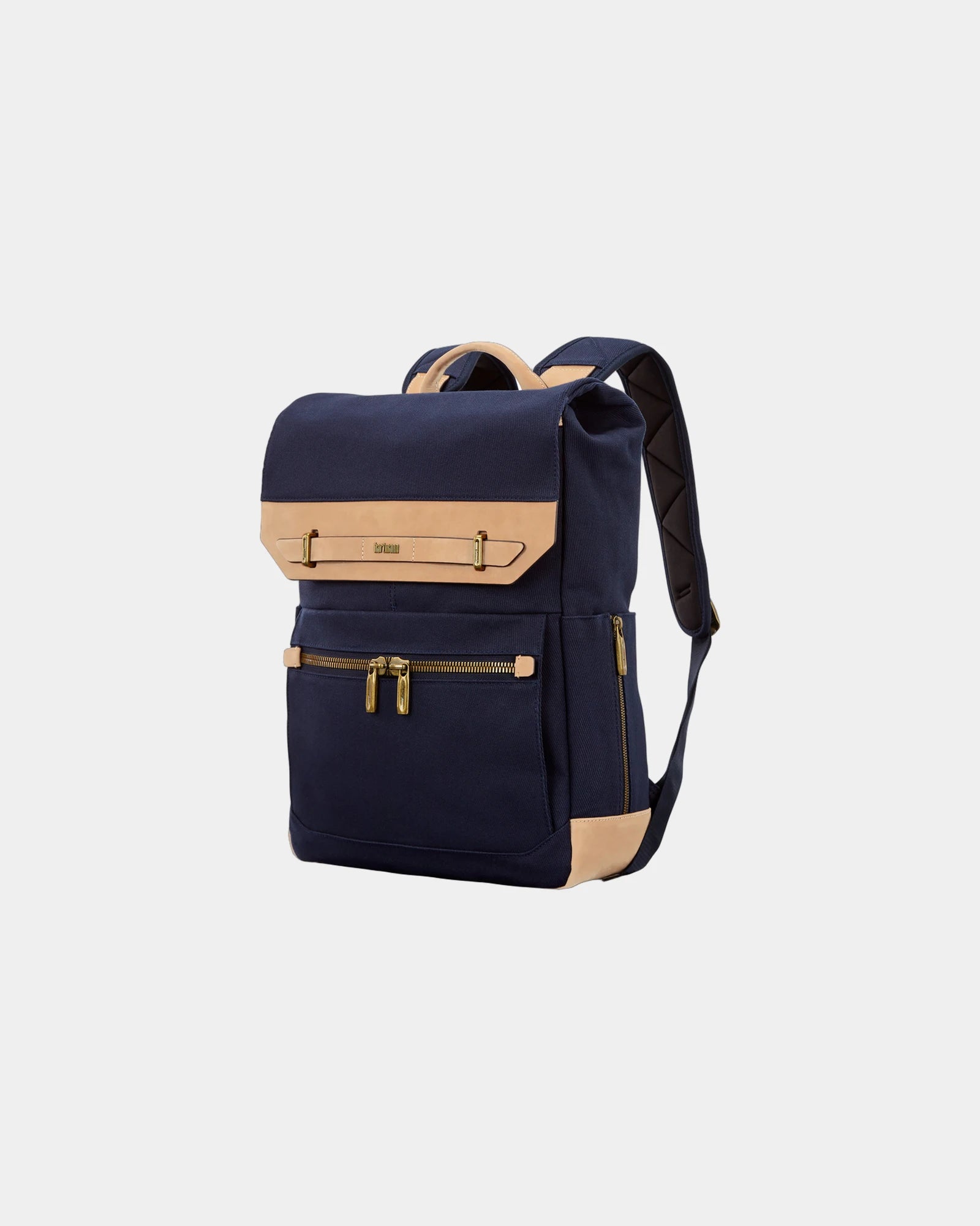 Custom cotton-twill leather backpack with tech pocket - 2