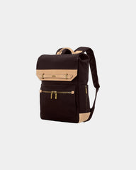 Custom cotton-twill leather backpack with tech pocket - 13