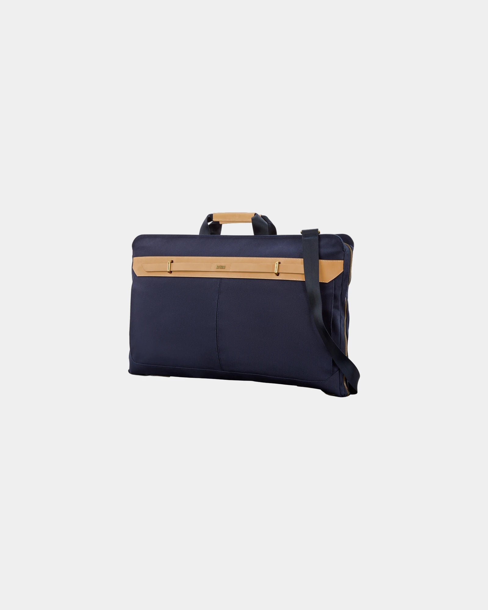 Branded cotton canvas leather trifold garment bag - 1