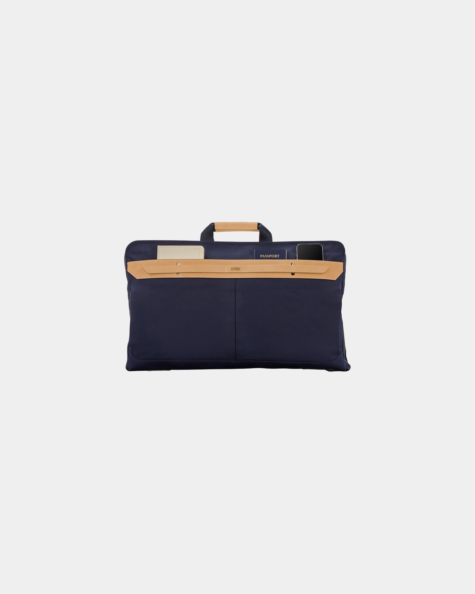 Branded cotton canvas leather trifold garment bag - 3