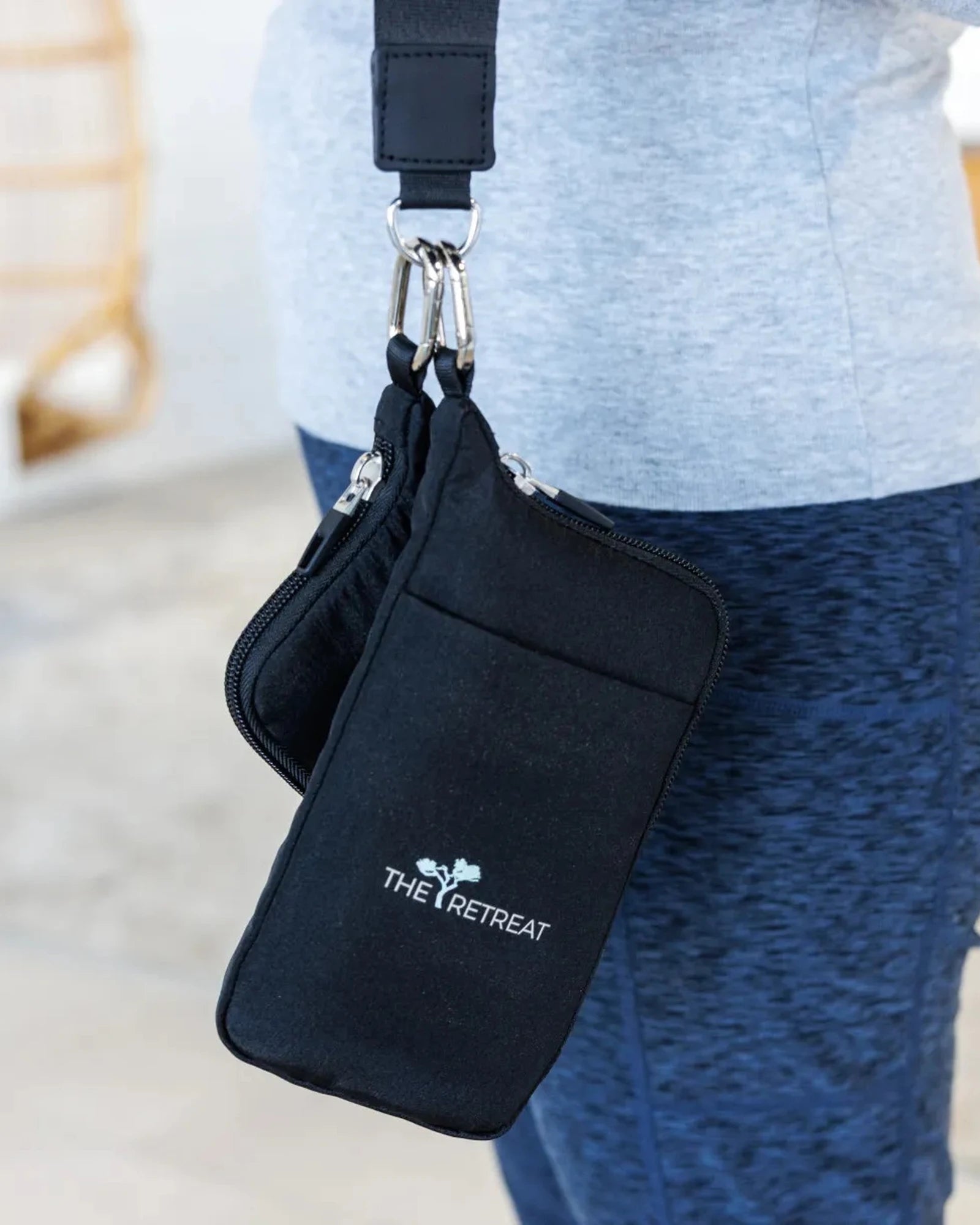 Custom recycled nylon dual pouch lanyard set - 8