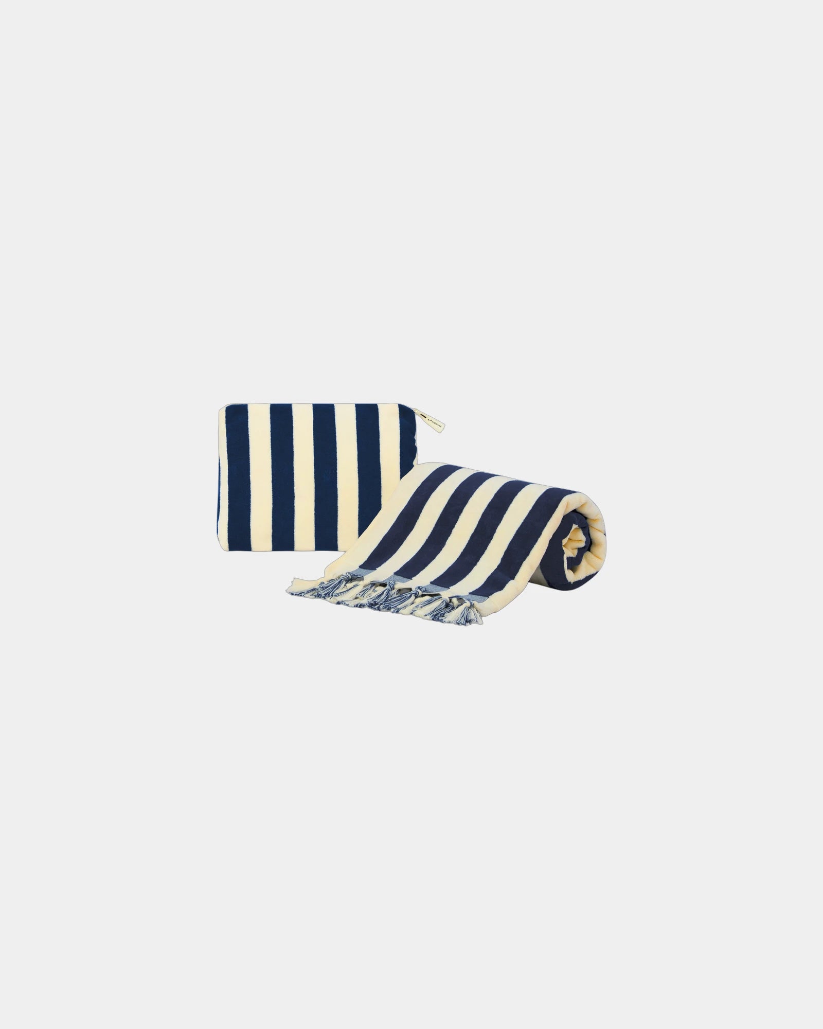 Custom cotton beach towel gift set with pouch - Blue