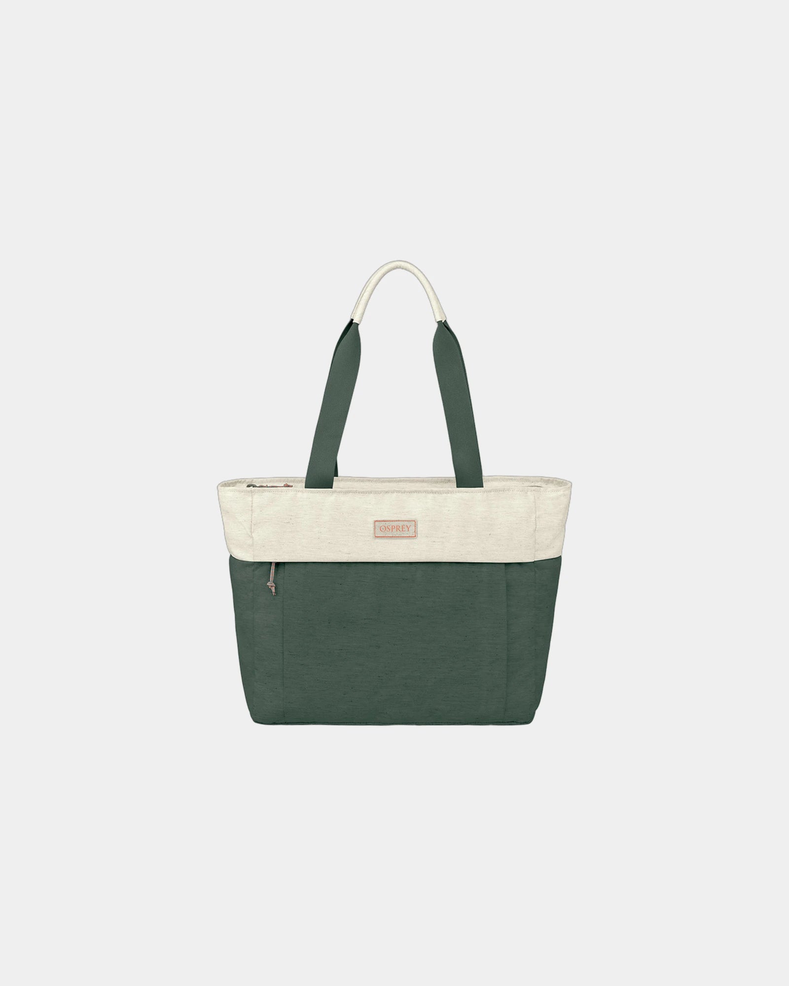 Branded recycled tote bag with padded 16" laptop sleeve - Moon Beige-Pine Leaf