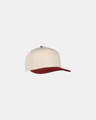 Custom cotton twill vintage cap with snap closure - Cream-Cardinal
