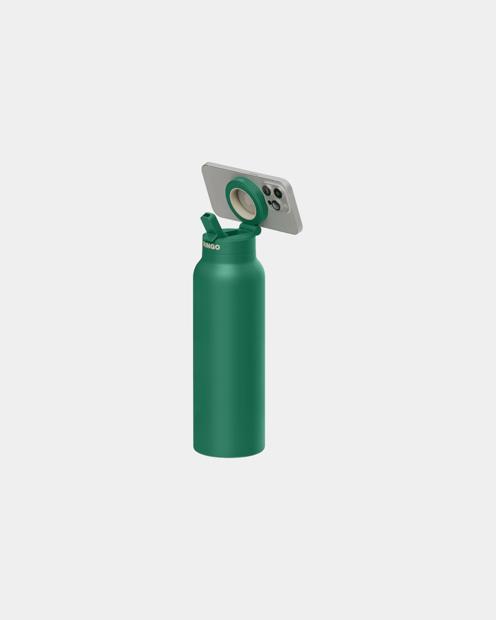 Custom stainless steel water bottle with magnetic ring - Green