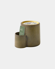 Custom soy candle and ceramic planter 8 oz set - Warm Grey- Rhizome